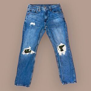 Levi’s 502 Men’s 30x30 Blue Medium Wash Distressed Straight Denim 5-Pocket
